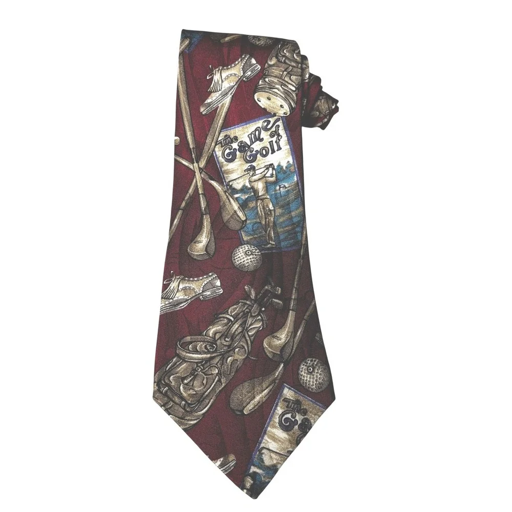 Arnold Palmer Mens Golf Silk Tie Red Game of Golf Novelty Accessory RN‎ 35130